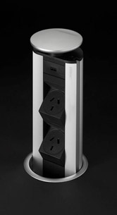 EVOline Benchtop Pop-up Power Tower - 2x Power, 1x USB Charger